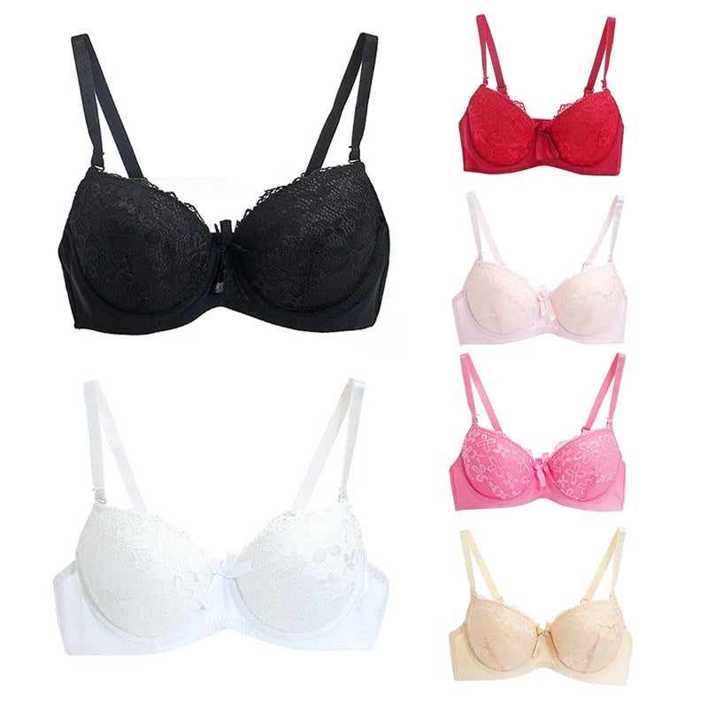 BH 2025: Ladies Sexy Lace Push Up Bra with Underwire Bow Bralette - Female Underwear Lingerie Adjustable Straps Gathered Brassiere 2024 Collection