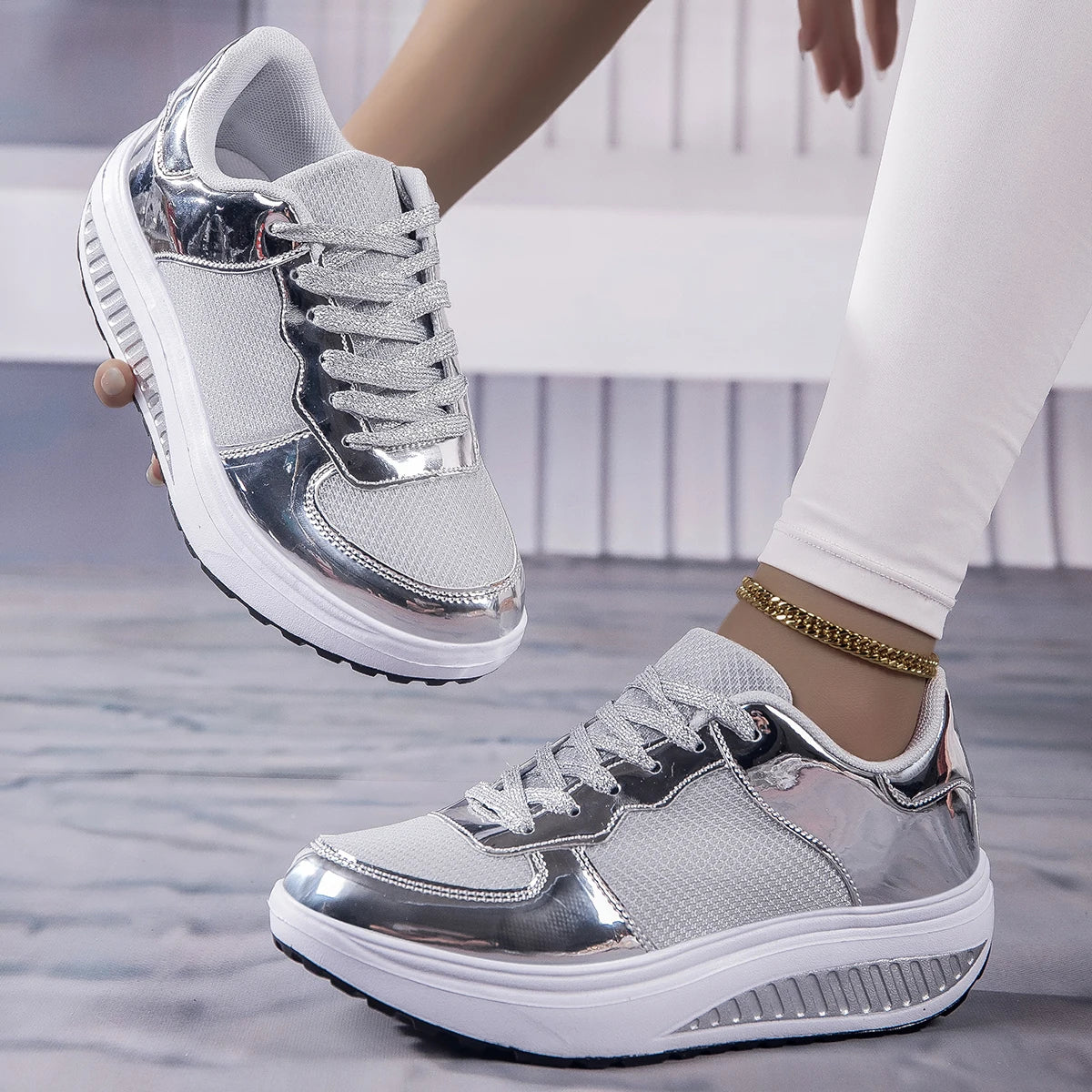 Women's Shoes Flat Anti Slip Outdoor Walking Shoes for Women Sneakers Womens Wedge Sneakers Casual Thick-soled Vulcanized Shoes