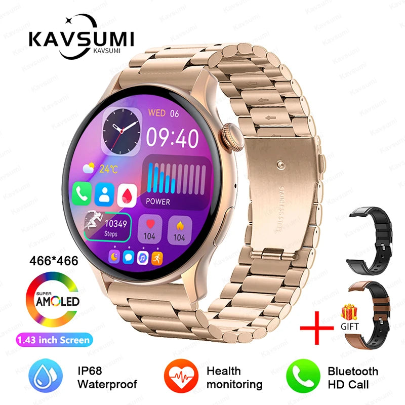 NFC Smartwatch AMOLED HD GPS - 220–300 mAh, 1,43 Zoll Display, 5 Tage Akku