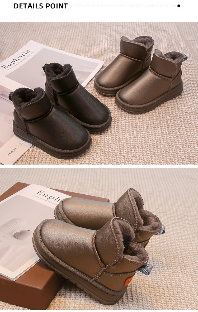 Kinder-Schneestiefel für Jungen und Mädchen, modisch, 2025, Herbst und Winter, warm, dick, Plüsch, Stiefeletten, rutschfest, Kinderstiefel, klassisches Gummi