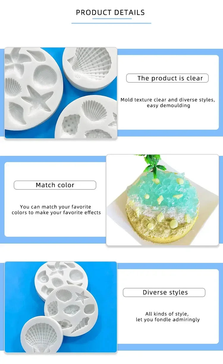 Silicone Shell Cake Mold, Conch Fondant & Chocolate Baking Mould Set, DIY Cake Decorating Tools for Cupcakes