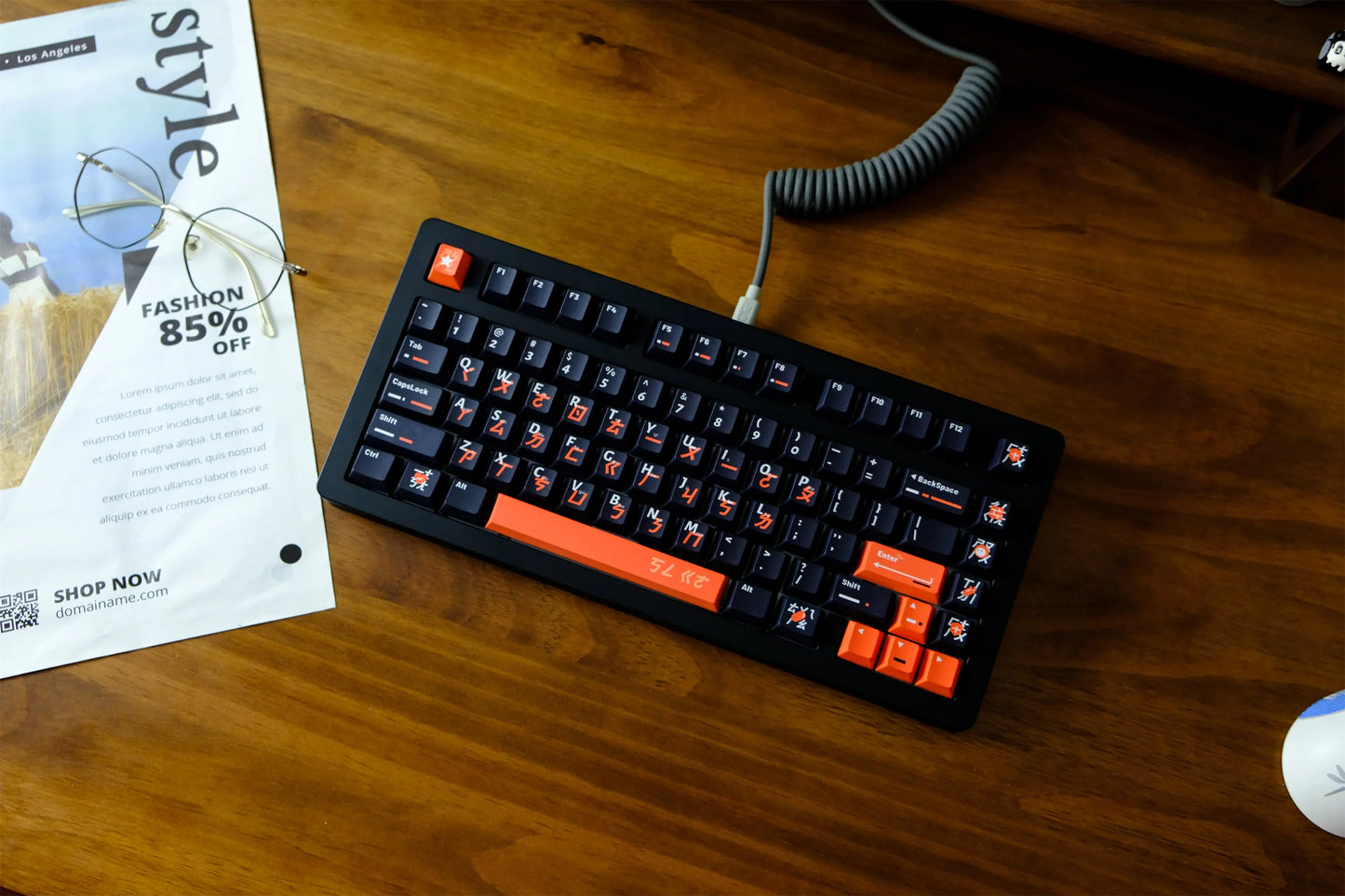 GMK Keycaps 2025 - Black-Orange Phonetic 151-Tasten - PBT Cherry DYE-SUB Mechanical Keyboard Collection