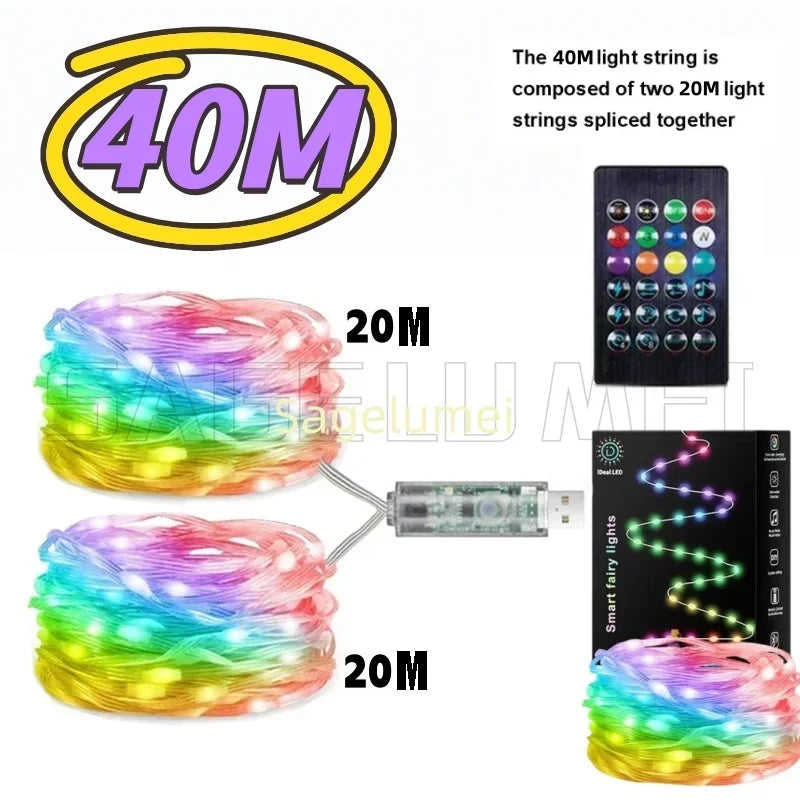 SAGE LU MEI RGB Smart LED Lichterkette - Länge 5–40 m, USB, 6 V DC