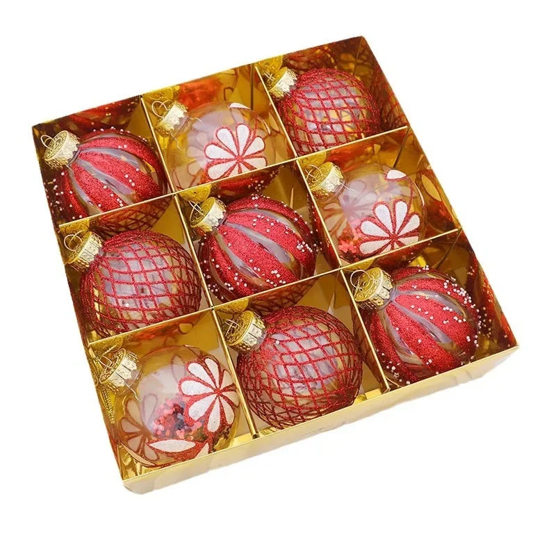 Choice Weihnachtskugel Set 8 cm Durchmesser - 9 Stück Kunststoff