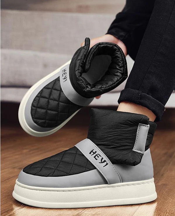 Ghete de zăpadă înalte cu platformă, impermeabile, Shangkaka, pentru bărbați - Înălțime medie a călcâiului, Înălțime toc 3-5 cm, Închidere cu velcro