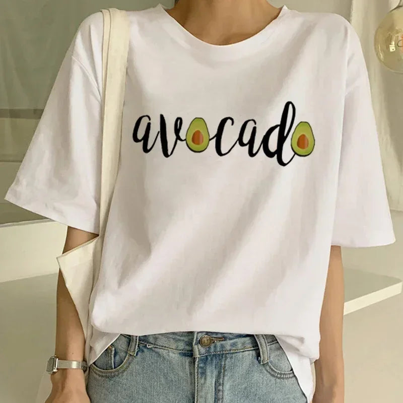Women T-Shirt 2023 Summer Leopard Heart Print T Shirt Women Casual White Tops Loose Short Sleeve Tshirt Camisas Mujer
