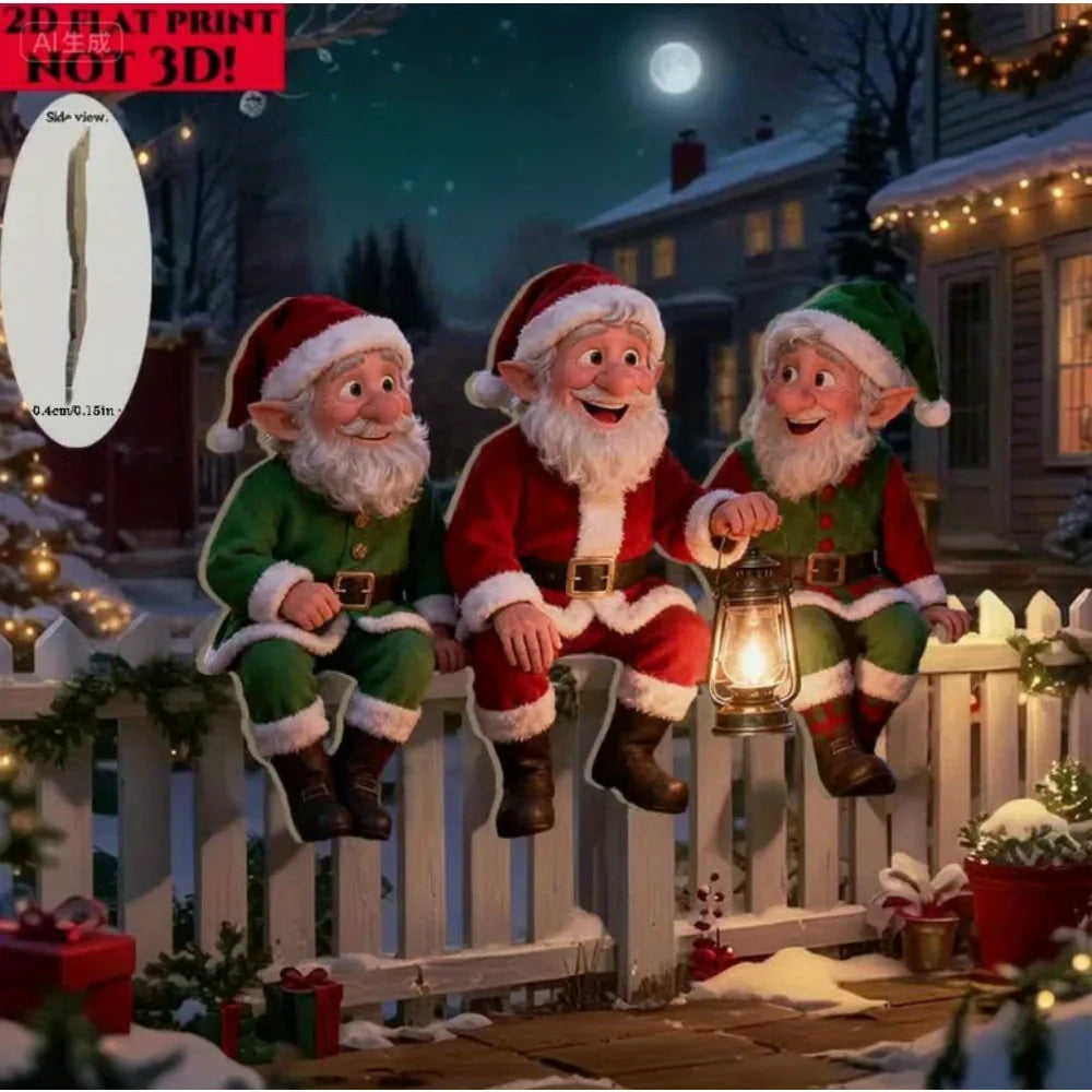 2D Christmas Gnome Dwarf Ornament Santa Claus Garden Fence Xmas Decoration Gifts For New Year Decor Noel Natal Party Supplies