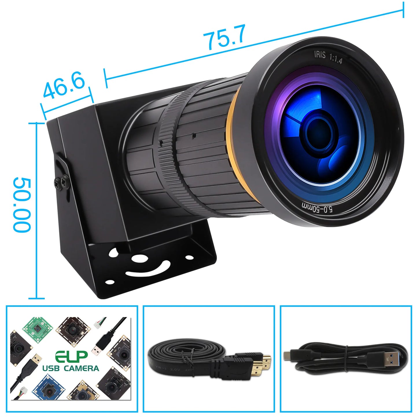 ELP ELP-USB4KCAM30H 4K60FPS Webcam - USB3.0 HDMI 1/2.8"