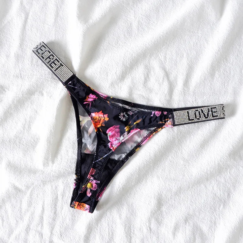 ZQTWTC Damen String 2025 - Tief sitzende Panties mit Strass-Details S-XL