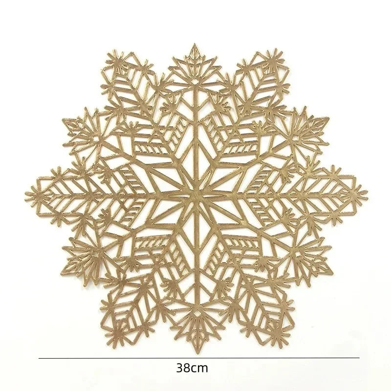 5-20PCS Christmas Snowflake Placemats and Table Runner Heat Resistant Dining Room Table Mats Holiday Party Tableware Decorations