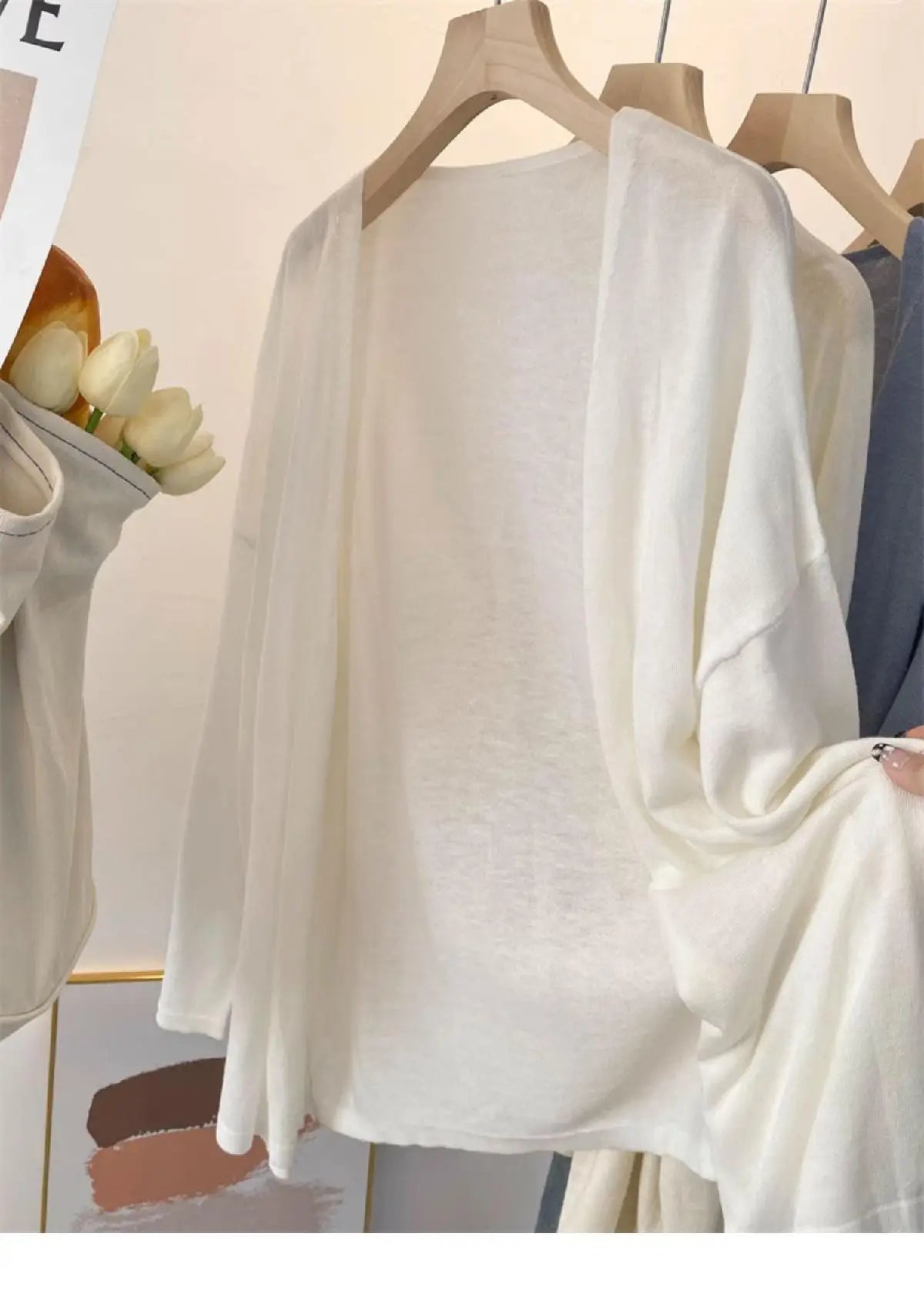 LovelyRoyalCN Cardigan Sommer Strick - Größe M, Material Baumwolle, Farbe Apricot