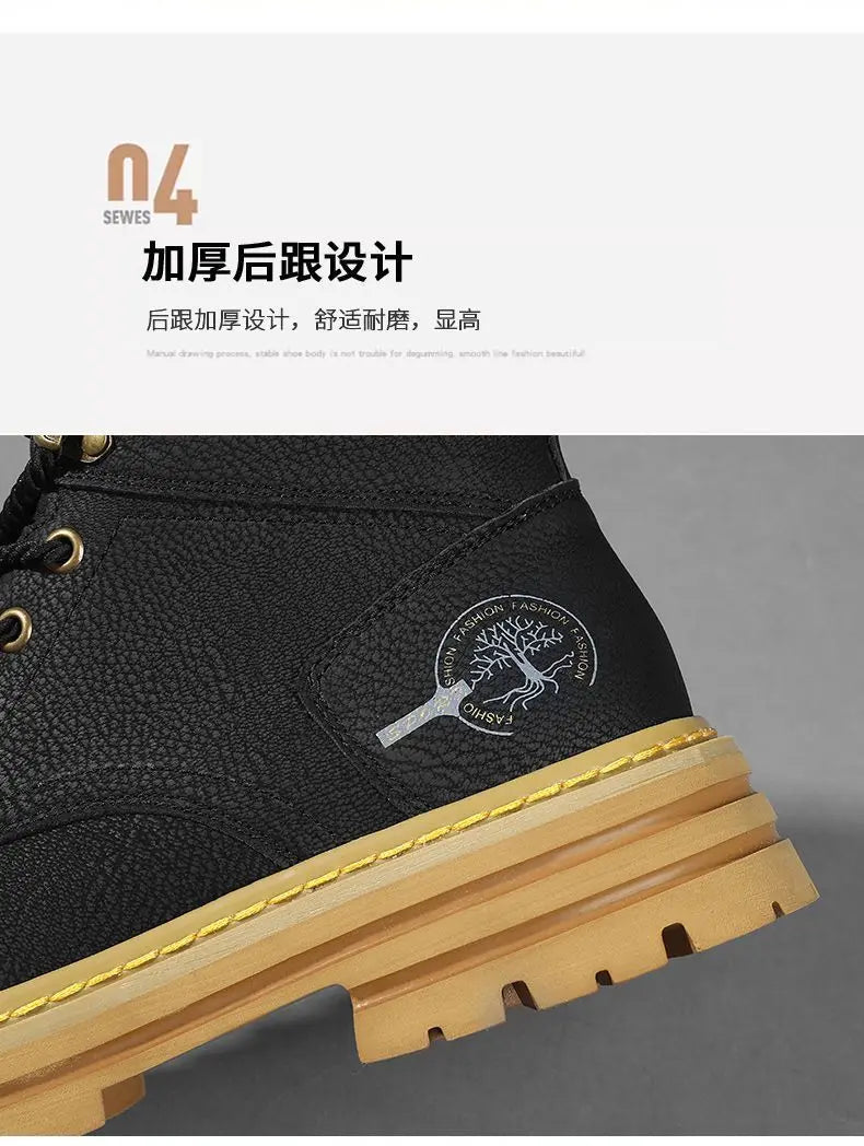 DUTRIEUX Lederstiefel Bequeme Plattform - Größe EU 42-46, EVA-Innenbett, Rutschfeste PU-Sohle