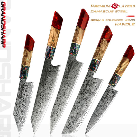 Grandsharp DMS-121 Damastmesser Set - 67 Lagen 13cm 36.8cm