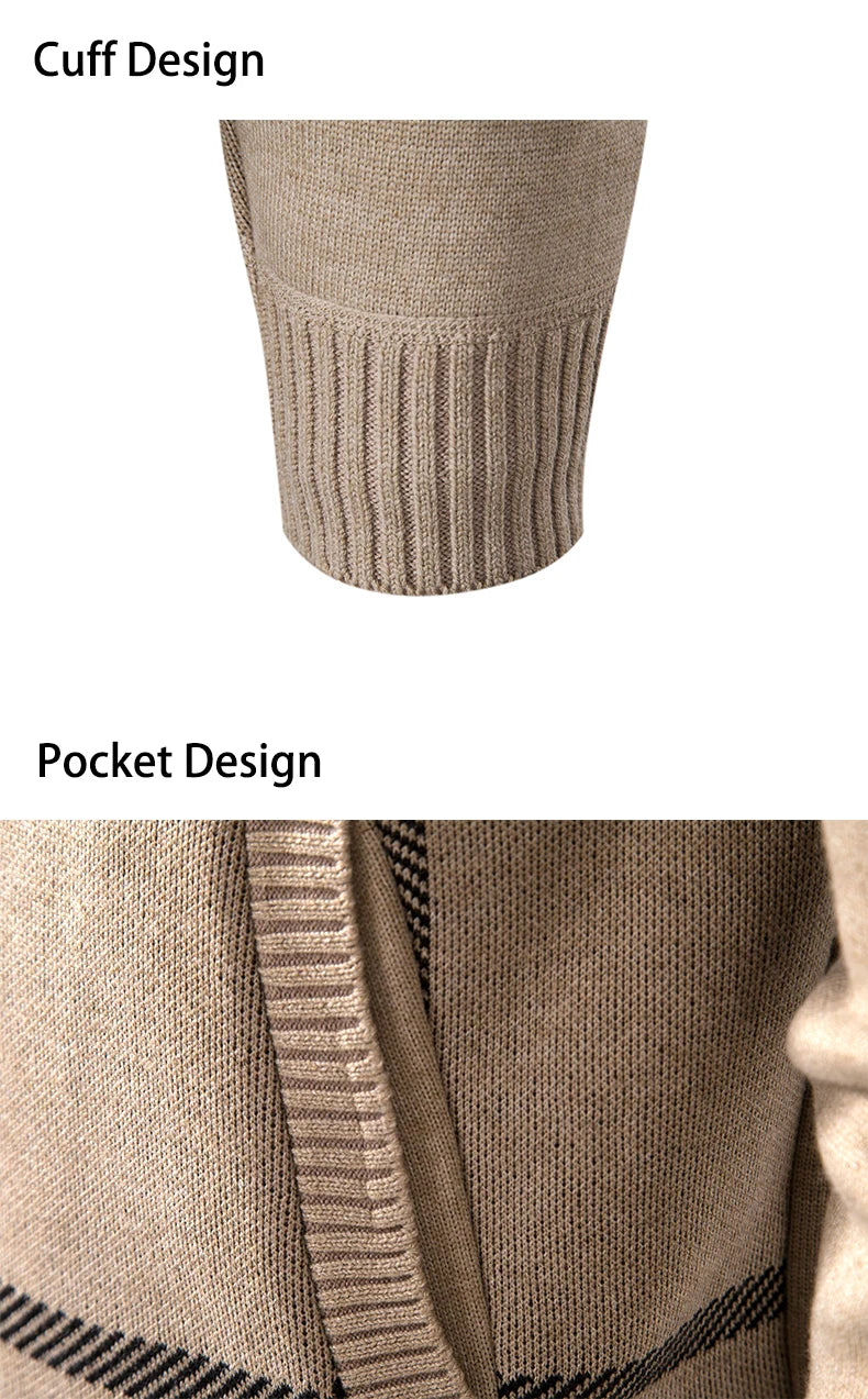 ENWEIGEM Strickjacke Rollkragen - Polyester Fleece Taschen