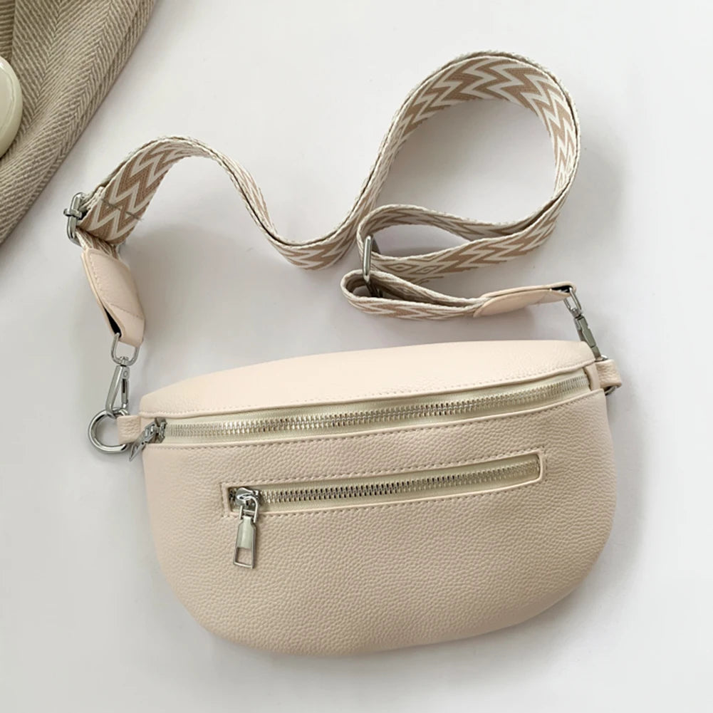 Women Stylish Crossbody Bag with Wide Strap Fashion Sling Bag Multi-pocket Coin Phone Purse Travel Outdoor Bag