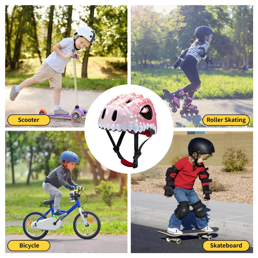 Kids Toddler Bike Helmet Adjustable Dinosaur Helmet Breathable Skating Helmet for Boys and Girls