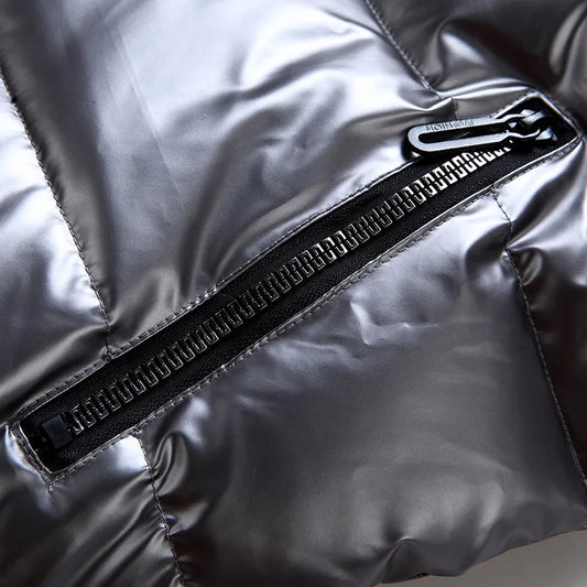 OLEKID 240805 Glänzende Weste Mit Kapuze - Größe 3-20 Jahre, Unisex, Wasserabweisend