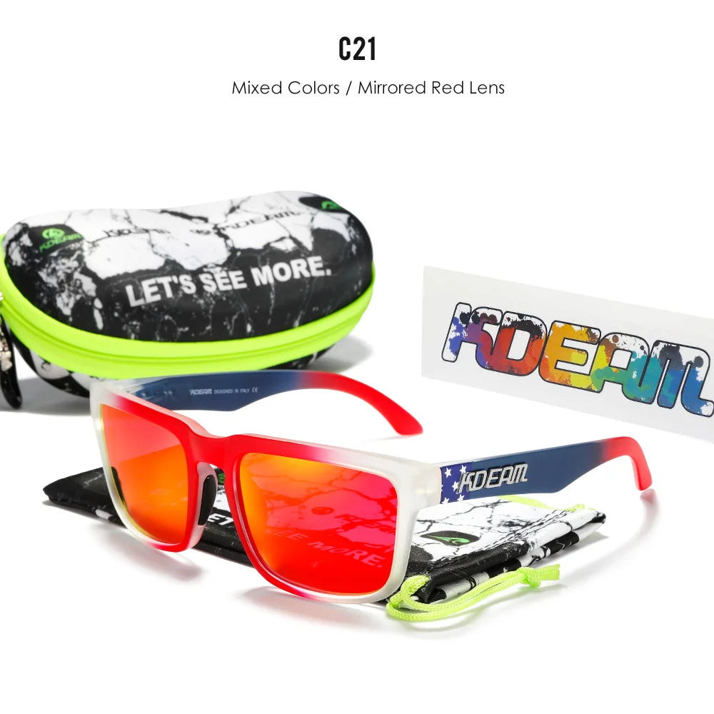 KDEAM Herren Polarisierte Sonnenbrille Quadratisch Casual Outdoor Sonnen Brille Frauen Unisex Sonnenbrille für Paare mit Neuer Verpackung