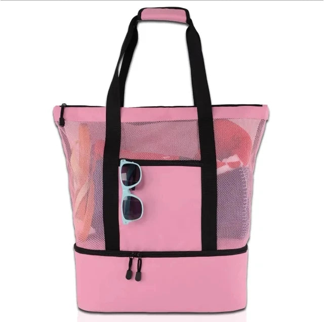 Women Swimming Beach Mesh Bag Ladies Shoulder Bag Large-capacity Travel Portable Storage Bag Multifunction Handbag