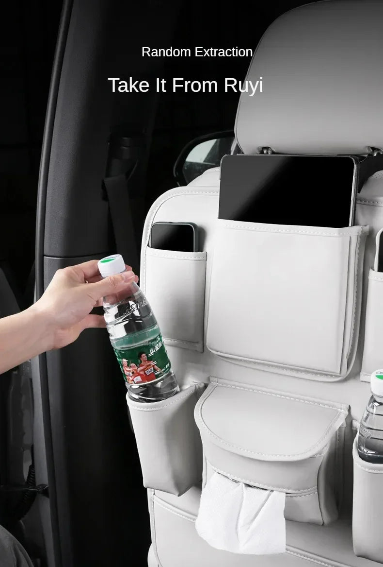 Car Seat Back Storage Bag Large Capacity PU Leather Car Backseat Organizer Storage Bag for Li Lixiang L6 L7 L8 L9 2022 2023 2024