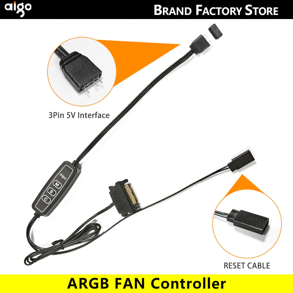 Aigo AS12P ARGB PC Lüfter - 120mm, 800-2000 RPM, 4.2W