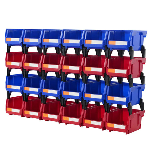 SucceBuy Aufbewahrungsbehälter, 24 Stück, stapelbarer Organizer, 12,7 x 10,2 x 7,6 cm, freistehendes, abgestuftes Regal für Garage, hängender Stapelbehälter
