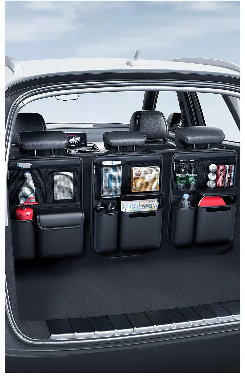 Auto Kofferraum Leder Aufbewahrung Tasche 2025 - Faltbar Auto Sitz Rücken Werkzeug Organizer - Multifunktional UV Aufbewahrung SUV Rücksitz Hängend Organizer