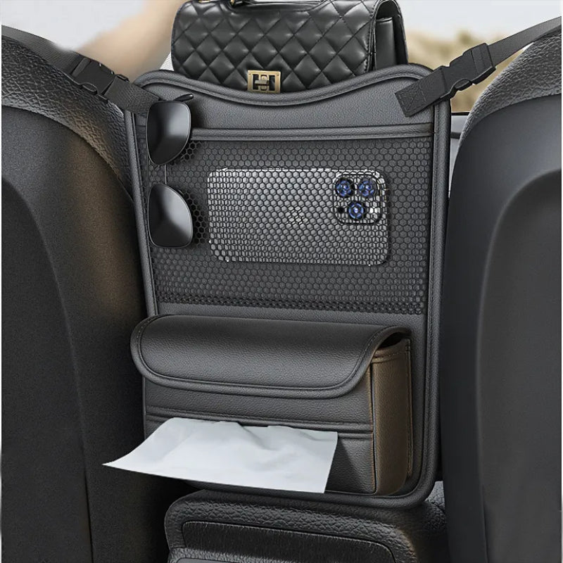 Large Capacity Car Seat Middle Hanger Storage Bag Auto Handbag Holder Between Seats Tissue Water Cup Pockets Stowing Tidying