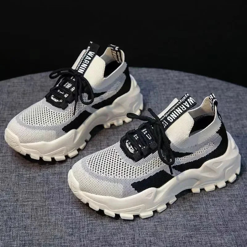 Damen Laufschuhe - Leichte Schnür-Sneaker - Mesh Casual Schuhe - Weiche Sohle Tennis Outdoor Schuhe