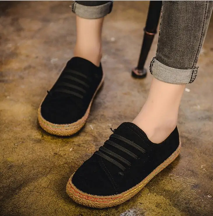 Frauen Schuhe Flachboden Schnürsenkel Loafers Damen Neuem Herbst Casual Outdoor Lazy Schuhe Komfortabel Leicht Solid Color Flat Schuhe
