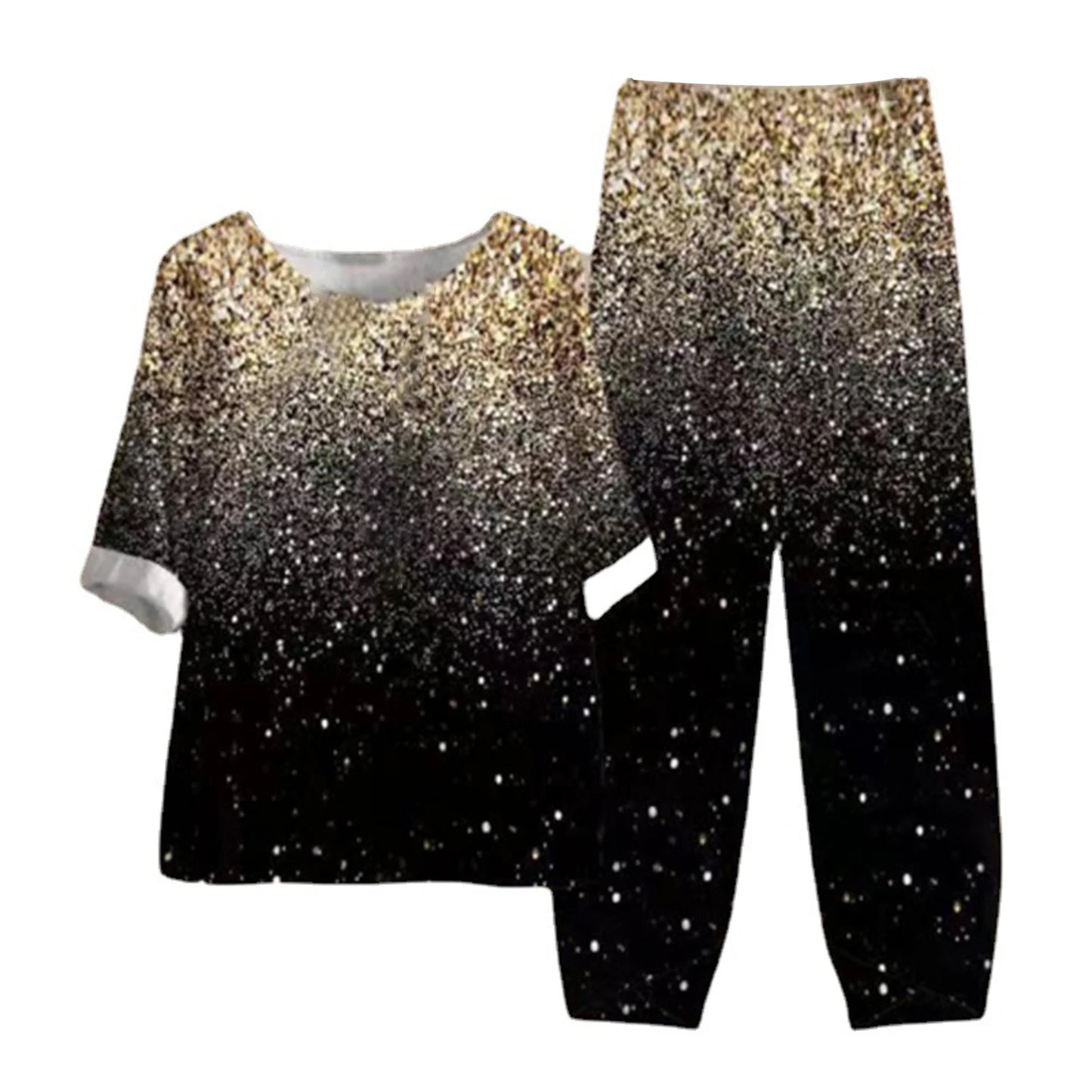Elegant  Women Outfit Breathable Flower Pattern Blouse Trousers Half Sleeves Soft Blouse Pants Spring Clothes