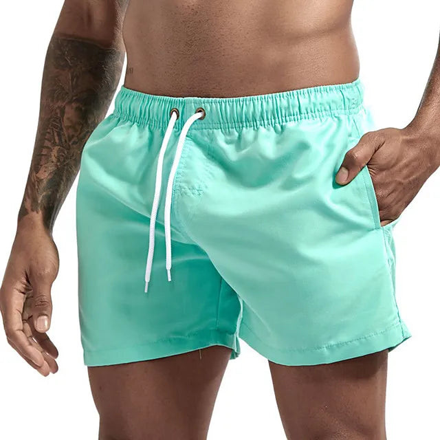 Männer Quick Dry Board Shorts - Schnelltrocknende Badehose Schwimmen Trunks Atmungsaktiv Kordelzug Taschen Surfing Beach