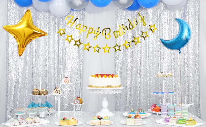 Sequin Backdrop Curtains - 2 Panels 2x8FT,Gold/Silver Backdrop Party Wedding Baby Shower Curtain Sparkle Photography Background