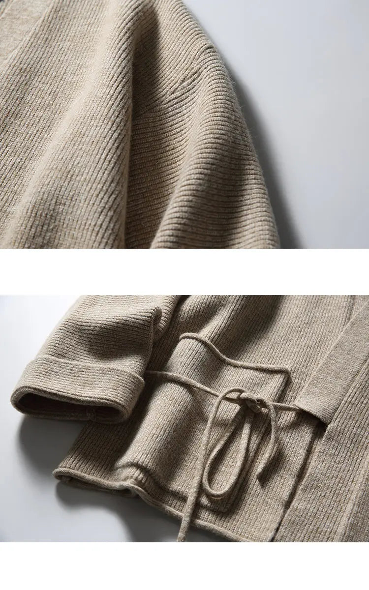 EMAIGICN MY1148 Gestrickter Kimono Cardigan - Größe M/L, Material Polyester/Viskose, Verschluss Ein-Knopf