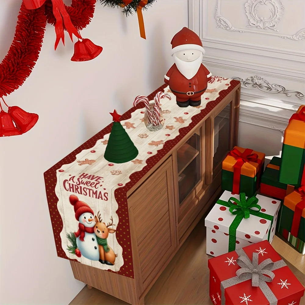 Christmas snowman Table Runner Merry Christmas Decorations for Home 2025 Xmas Party Decor Navidad Natal Noel Gifts New Year 2026