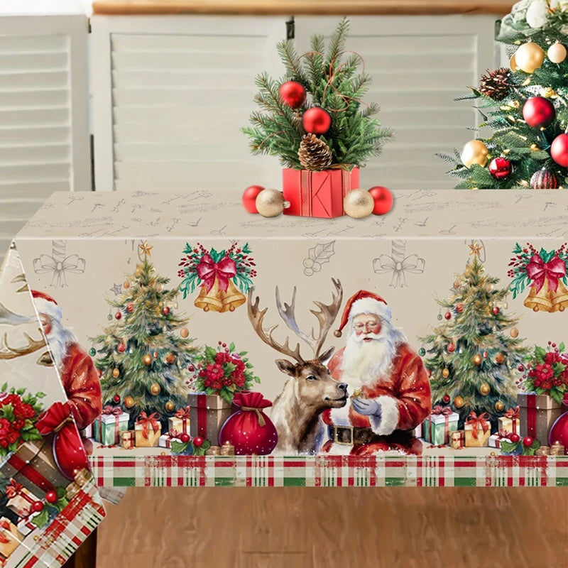 FENGRISE Weihnachtstischdecke Santa Motiv - Größe 140x180 cm Polyester