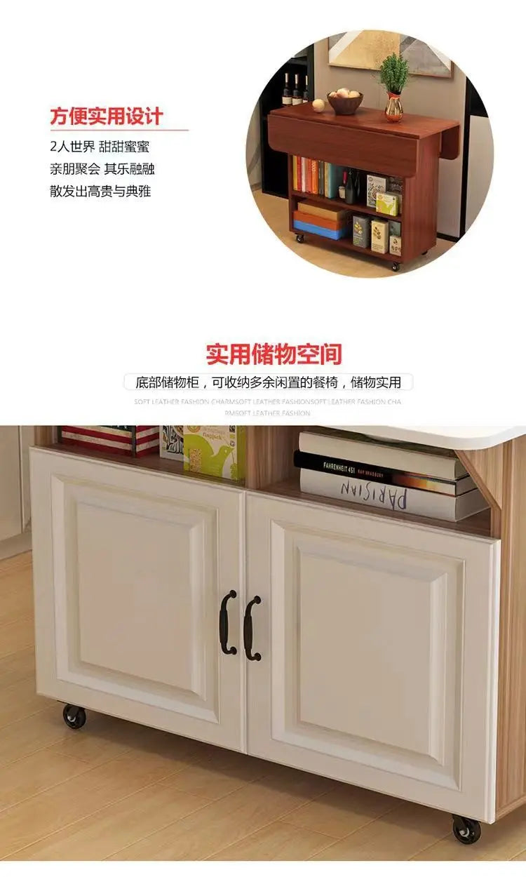 Masă de bucătărie pliabilă modernă cu rafturi de depozitare, dulap mobil pentru insulă de bucătărie, din lemn masiv, PAL, pentru spații mici