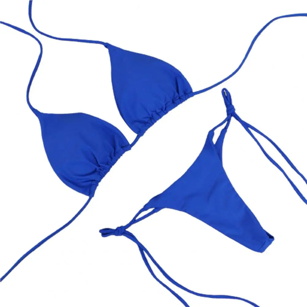 2 Stück Bikini Set - Elegant Bikinis Einfarbig Halter Neck Strap Tanga Brazilian - Schwimmbekleidung Badeanzug Frauen Schwimmanzug Set Strand