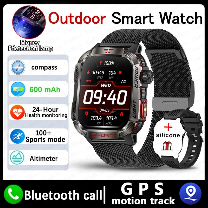 Smartwatch 2025: Outdoor-Military GPS-Sports - Flashlight Compass Collection
