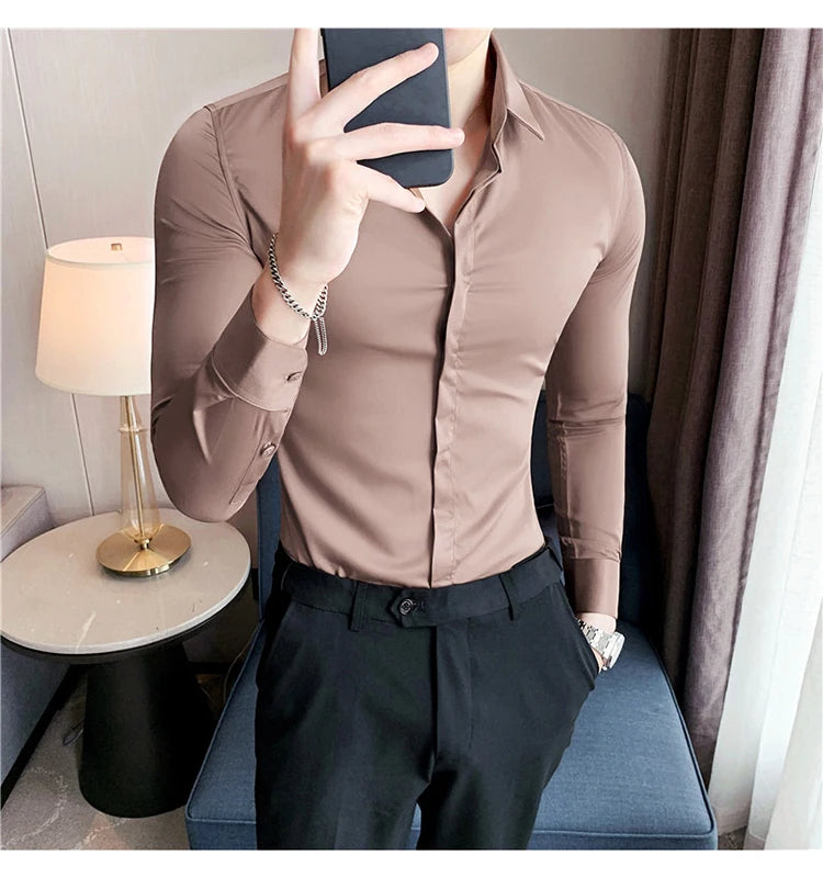 8Farben SlimFit Langarmhemd - Gr. M-L, Feiner Stoff