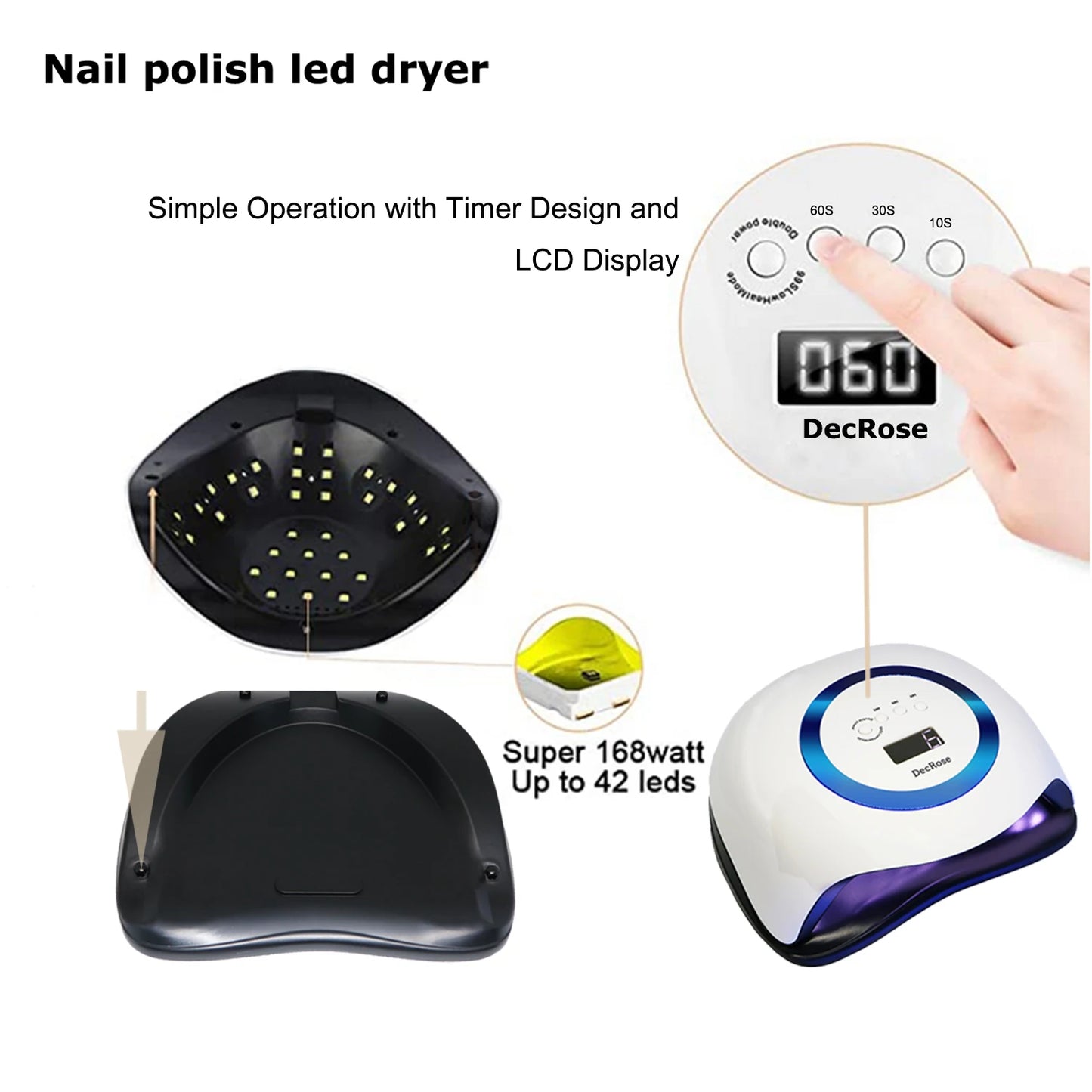 DecRose 168W UV Nageltrockner Sensor - 42 LEDs 110-220V