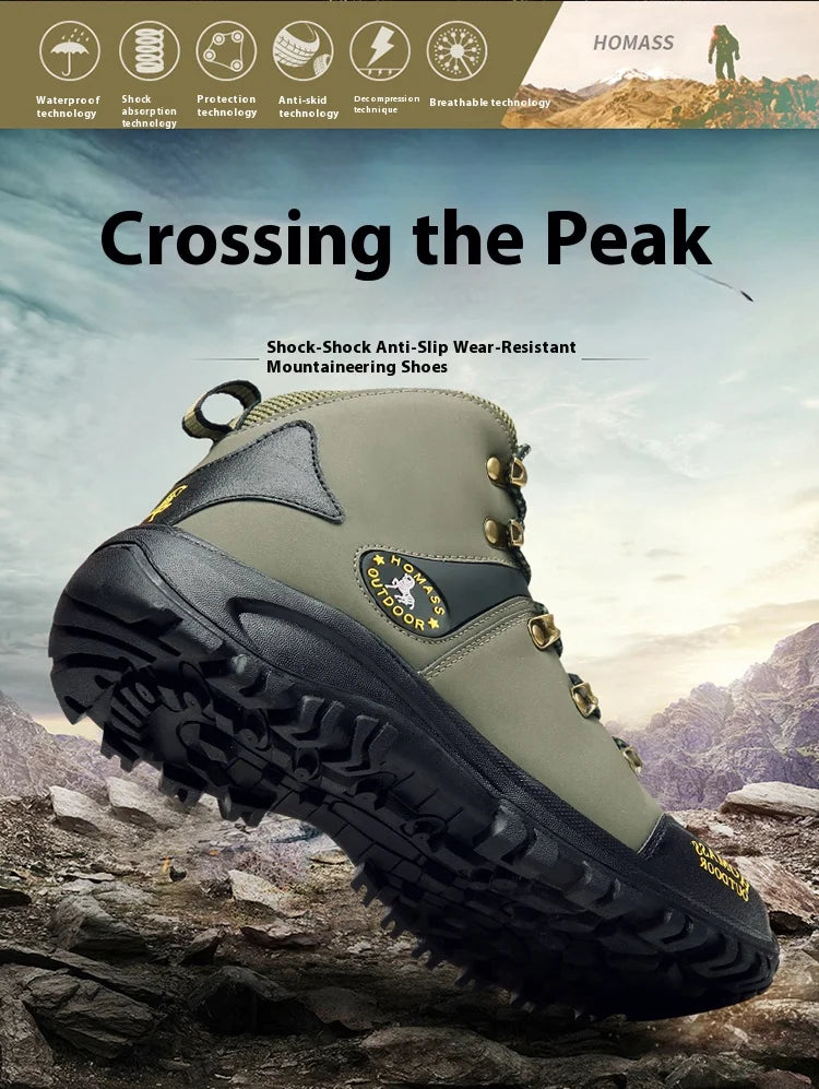 Shoes for Men 2024 New Men Sneakers Leather Waterproof Mountaineering Camping Hiking Shoes Thick Sole Comfortable Running Shoes
