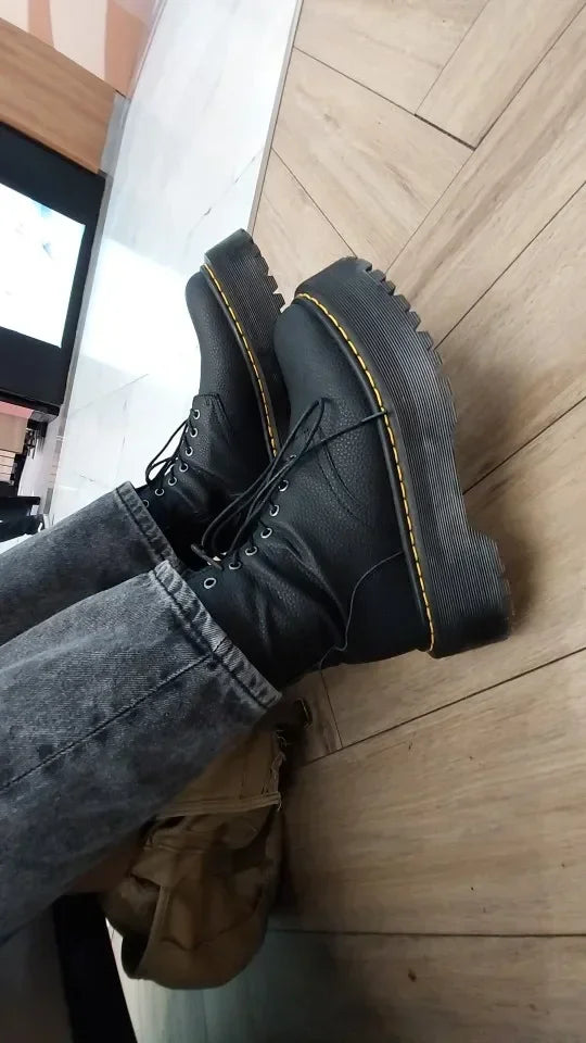 Ghete cu platformă din piele naturală CN Guangdong - Înălțimea tocului 3-5 cm, Platformă 2 cm, Mărimea EU 36-41