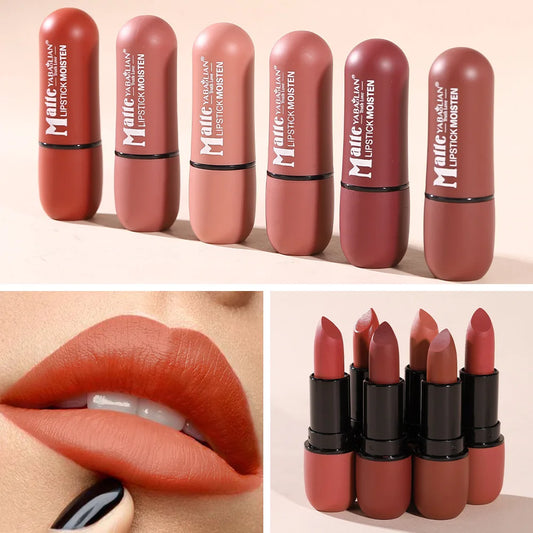 Lippenstift 2025: 6 Colors elegant Matte Lipstick Waterproof Long Lasting - Color Rendering Non-stick Velvet Lips Liner Pencil Woman Makeup Cosmetics Collection