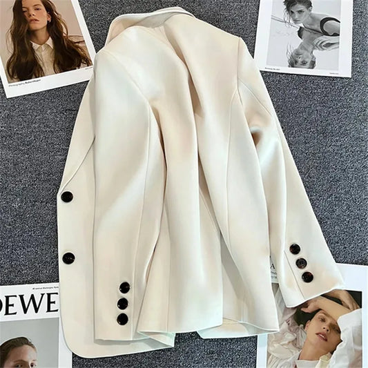 Elegant Office Lady Blazers for Women 2024 Fashion Long Sleeve Single Button Blazer Coats Female Top Suit Jackets Outerwears