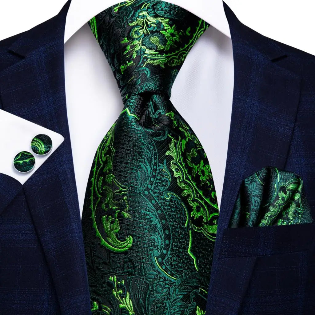 Hi-Tie Seiden-Herren-Krawatten-Set Blumenmuster Gelb Gold Krawatten und Taschentücher Manschettenknöpfe-Set Herren-Hochzeits-Party-Anzug-Mode-Halskrawatte C-3053