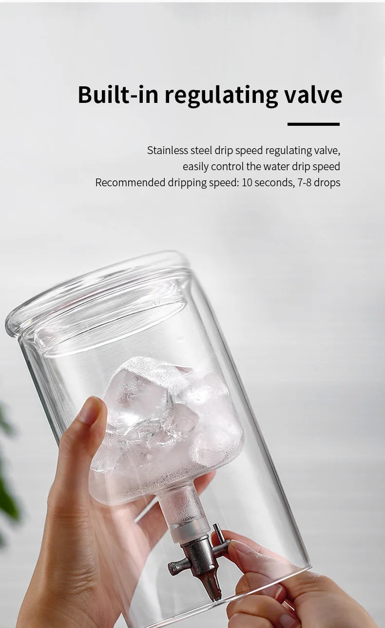 Glass Ice Drip Cold Brew Coffee Pot Portable Ice Cold Drinking Coffee Maker Home Kitchen Use Pour Over Kettle Removable Cleaning