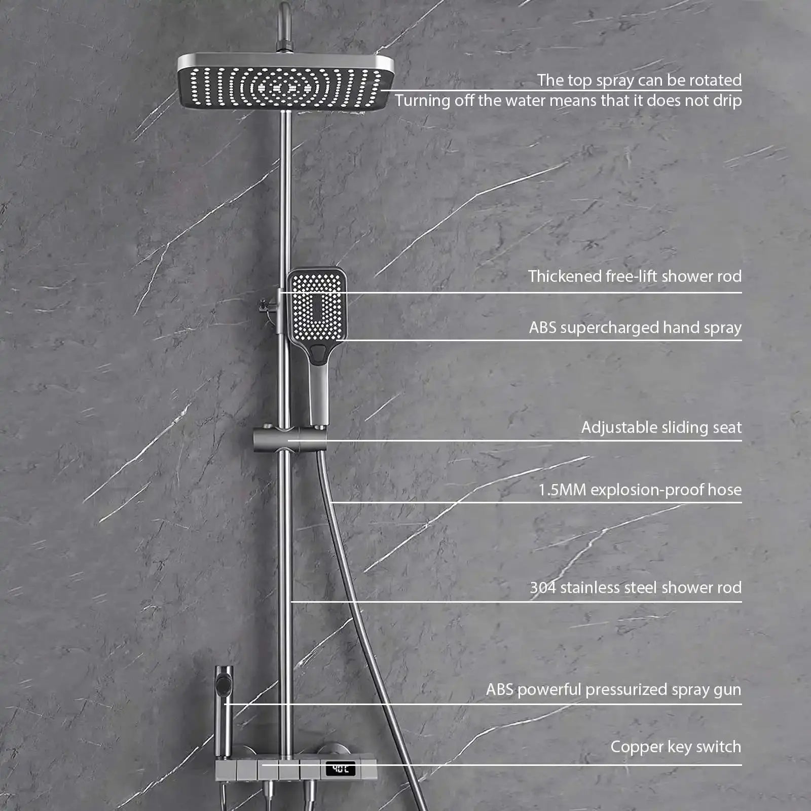 Neuer Hochdruck-Duschkopf mit wassersparendem Filter, 4 Modi, Handbrause mit einem Knopf, Badezimmer-Zubehör-Set by Golden Bridge Store