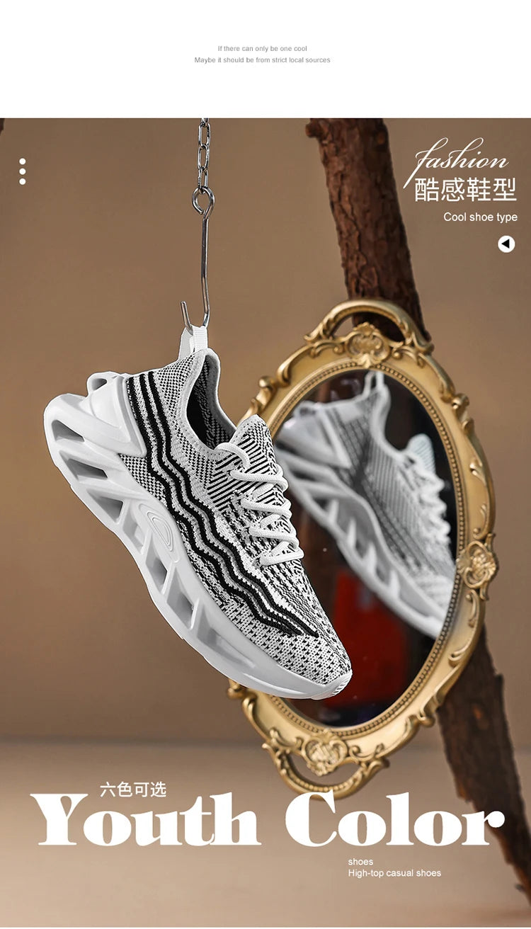 Herren Sneakers Leicht Laufschuhe Atmungsaktiv Mesh Komfortabel EVA Dick Sohle Rutschfest Tennis Walking Weiß Schuhe Für Männer