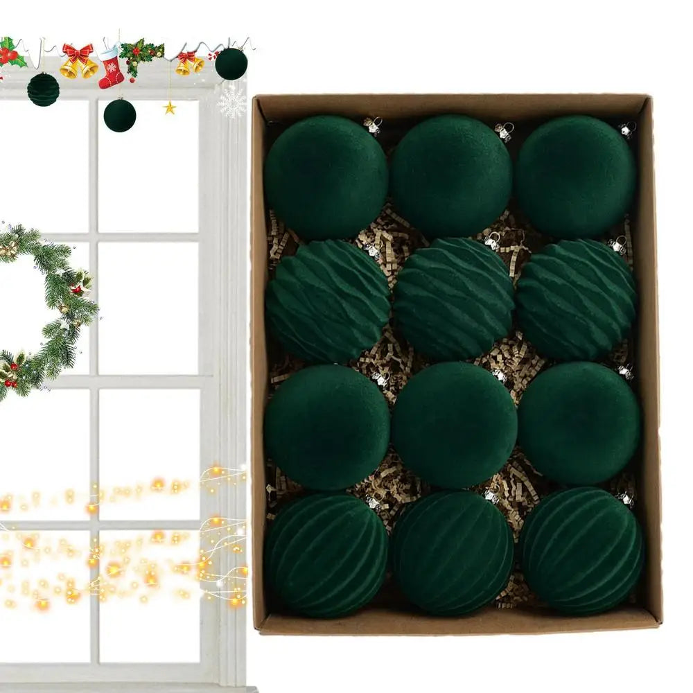 Choice Flockierte Christbaumkugeln - Inhalt 12 Stück, Größe Klein